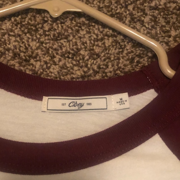 obey 3/4 quarter baseball tee girls - Picture 2 of 2